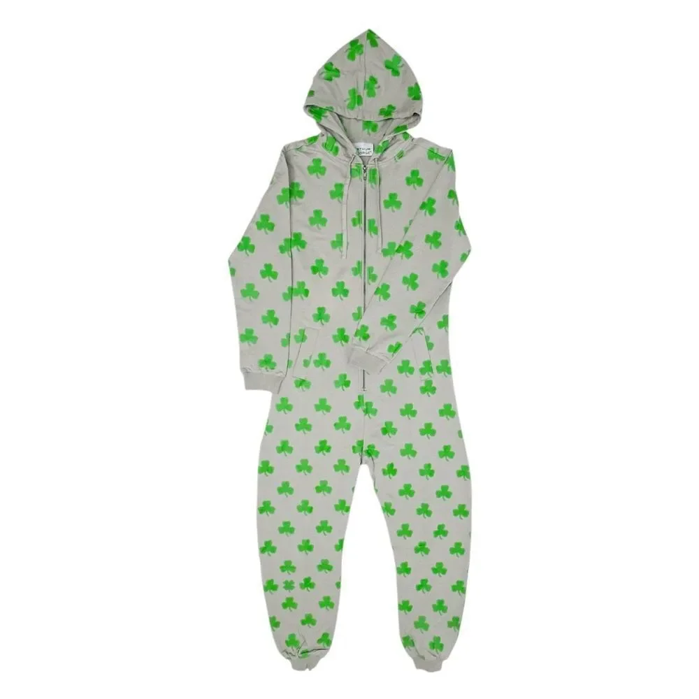ARTHUR GEORGE Grey and Green Clover Hooded Onesie